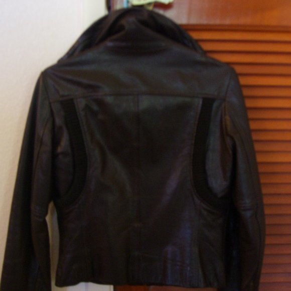 BCBG  Max Azria pebbled leather aviator flight jacket size 2 /4 /xxs/ xs - Picture 3 of 11